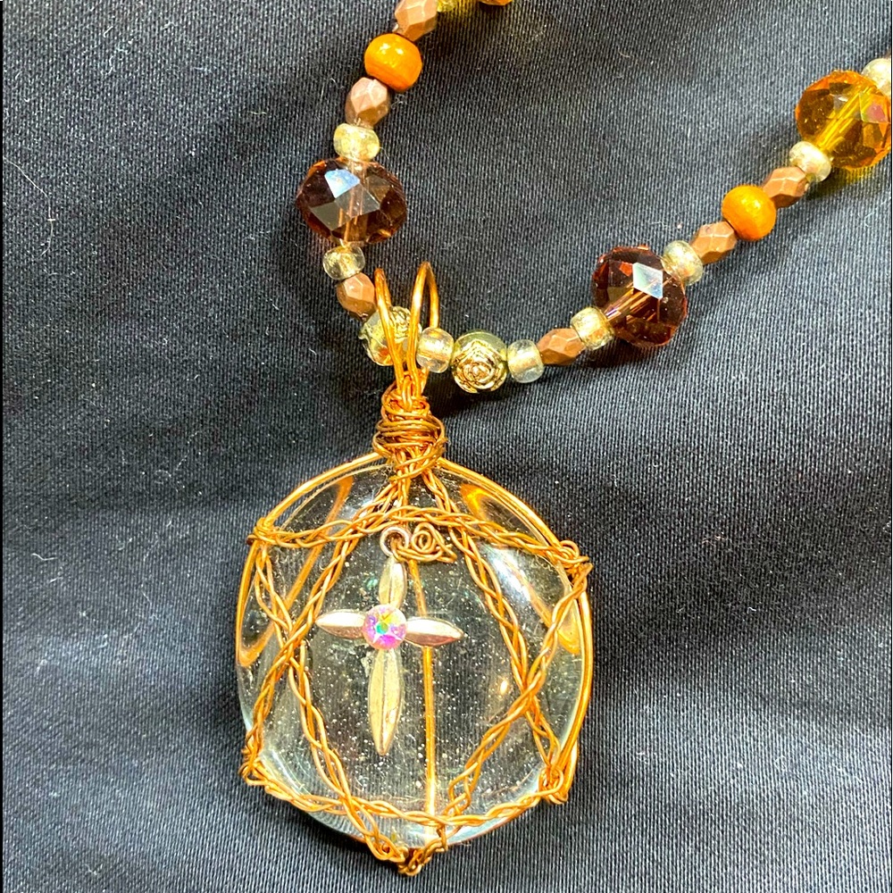 Handmade beaded/leather necklace